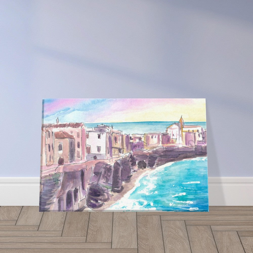 Trapani Sicily City on Rock in the Mediterranean Sea - Limited Edition Fine Art Print - Original Painting available