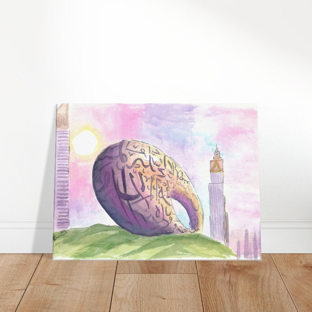 Spectacular Dubai Museum of the Future in Downtown Sunset - Limited Edition Fine Art Print - Original Painting available