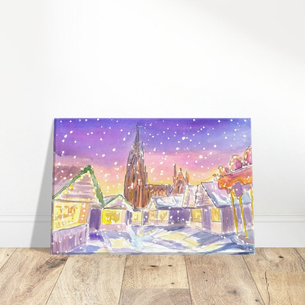 Cologne Germany Winter Scene with Cathedral and XMAS Market - Limited Edition Fine Art Print - Original Painting available