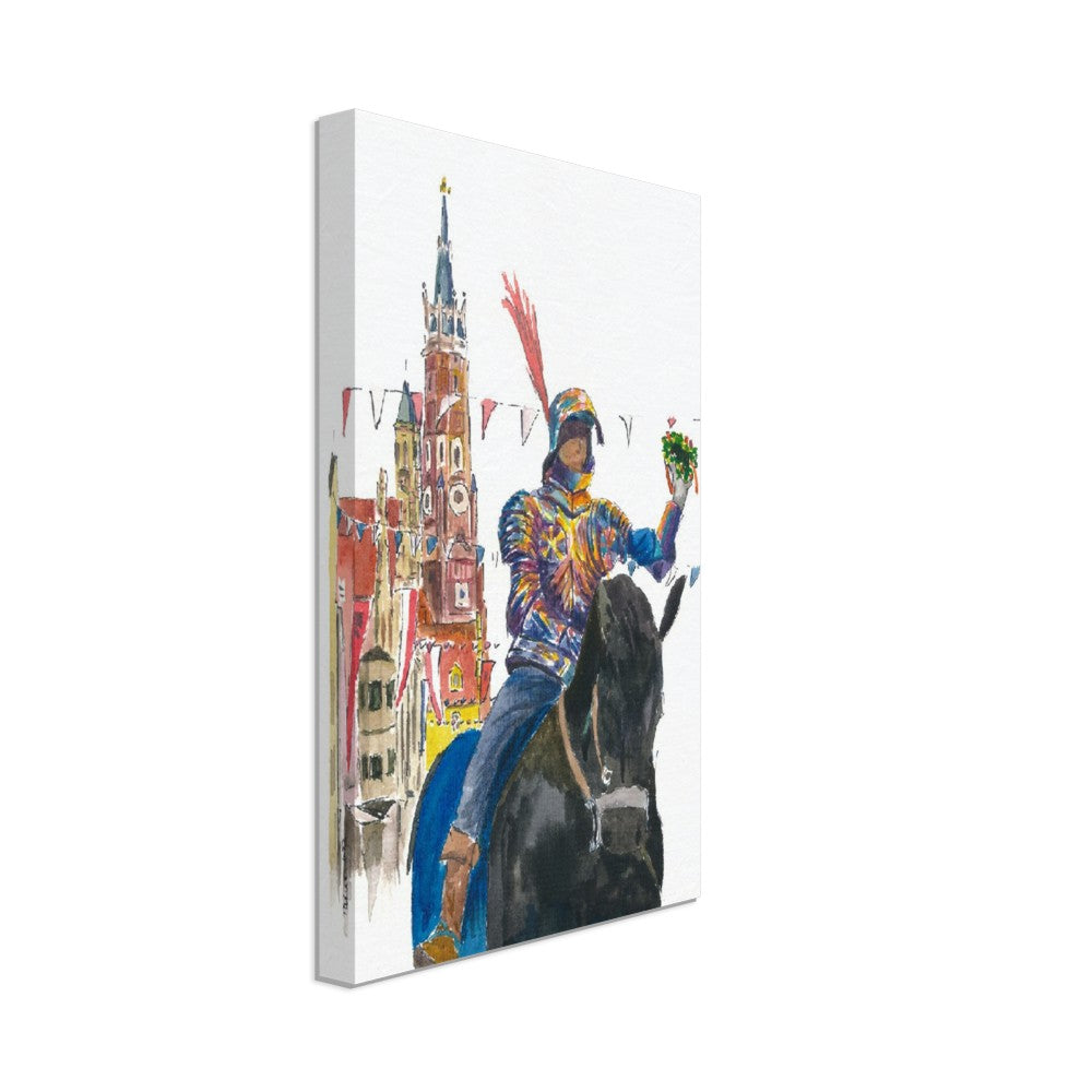 Landshut Knight in the procession in the historical dreamlike old town - Limited Edition Fine Art Print - Original Painting available