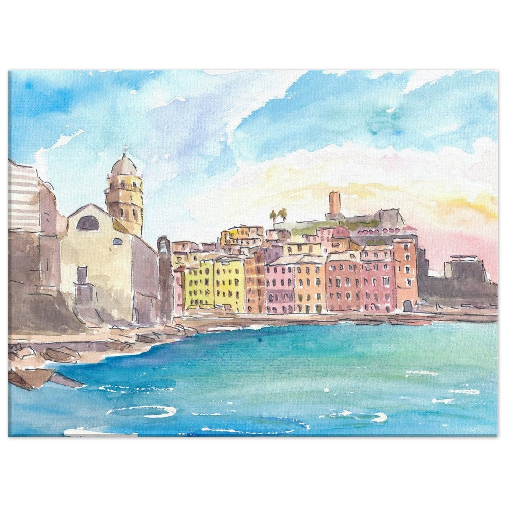 Vernazza 5 Terre View of Bay, Castle and Santa Margherita di Antiochia