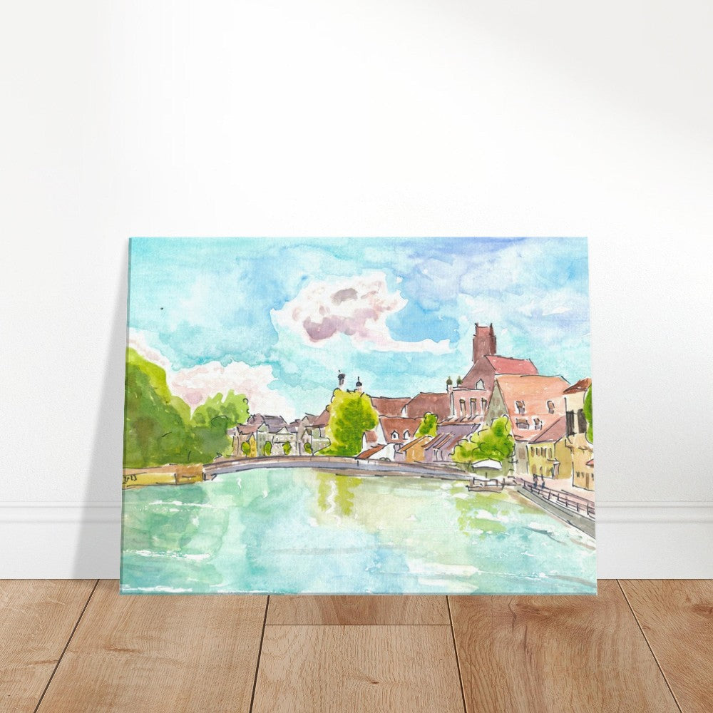 Landshut at the Isar river view from the Lände towards Hl Geist - Limited Edition Fine Art Print