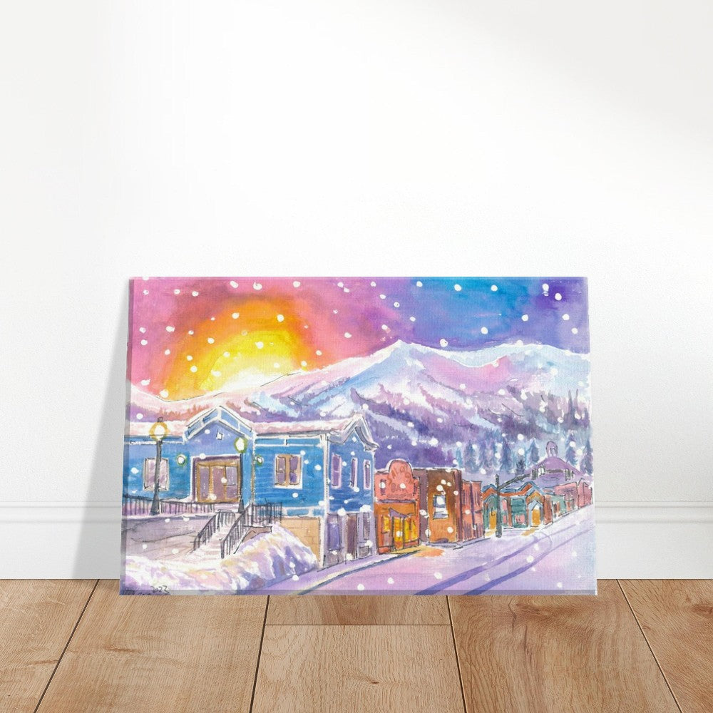 Snowing in Breckenridge Colorado Nightly Winter Street Scene - Limited Edition Fine Art Print - Original Painting available