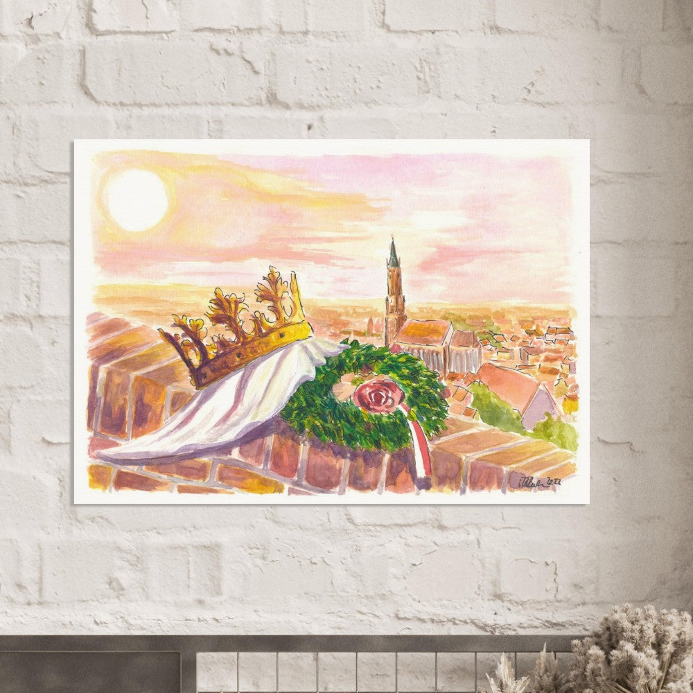 Hello and Servus Landshut with Buchskranzl and Crown of the Princess - Limited Edition Fine Art Print -