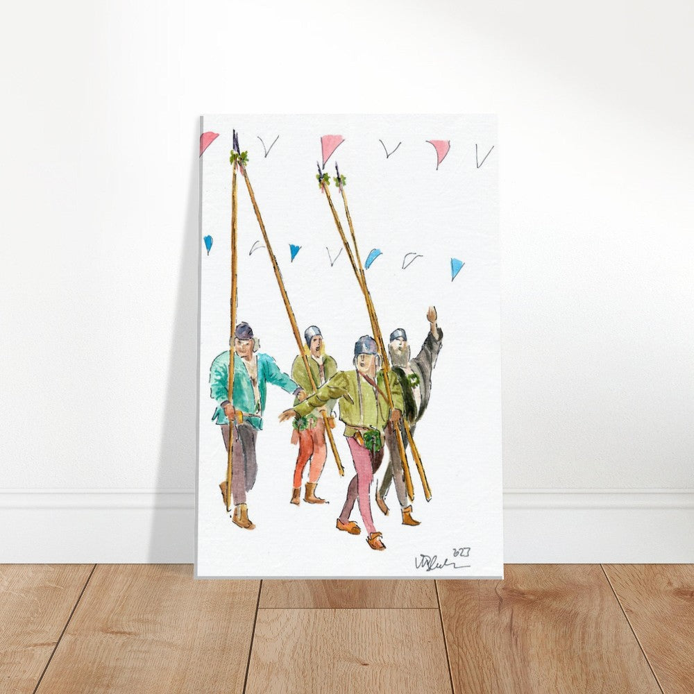Traveling Mercenaries singing in Landshut Wedding Procession - Limited Edition Fine Art Print - Original Painting available