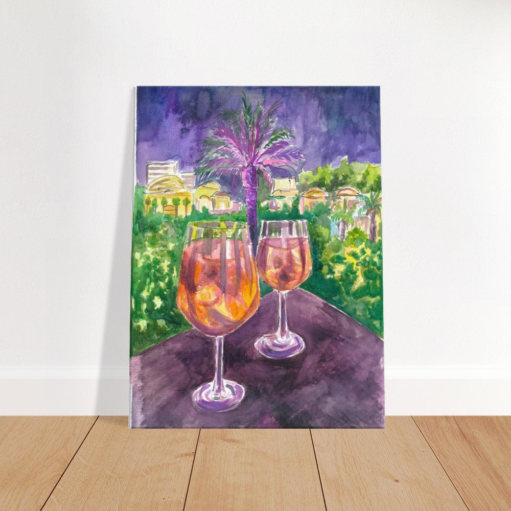 Still Life with Palms Scene of a Illuminated Garden Night - Limited Edition Fine Art Print - Original Painting available
