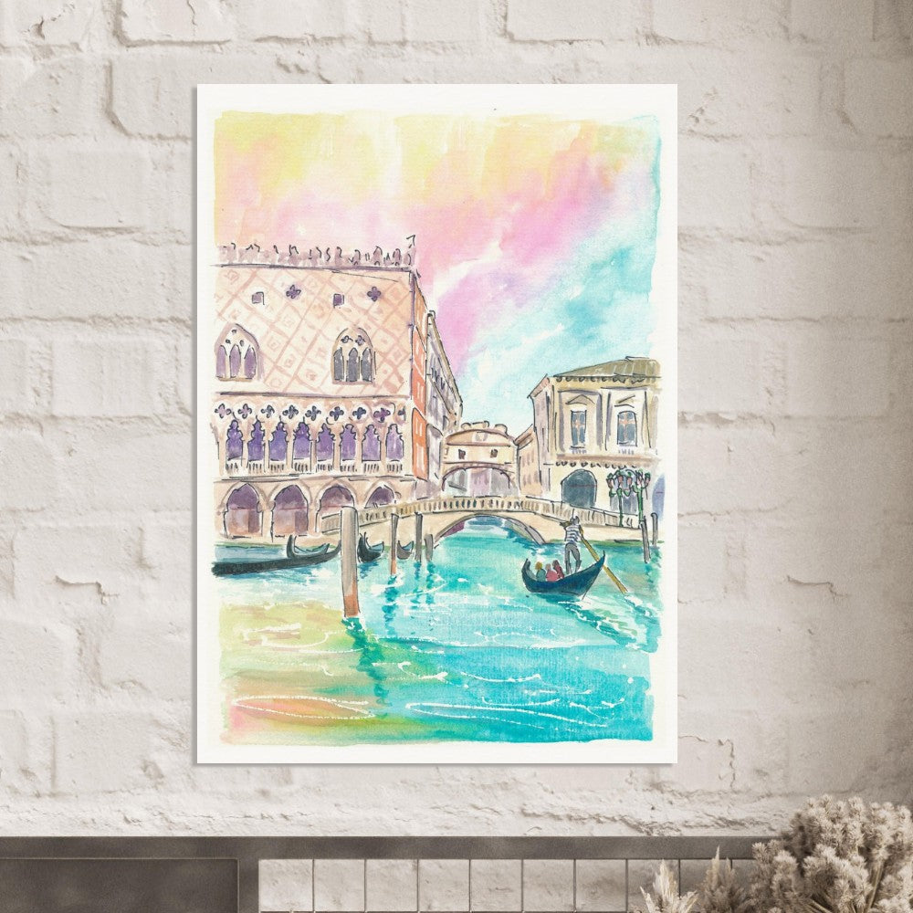 Famous Bridge of Sighs in Venice Scene from Water - Limited Edition Fine Art Print