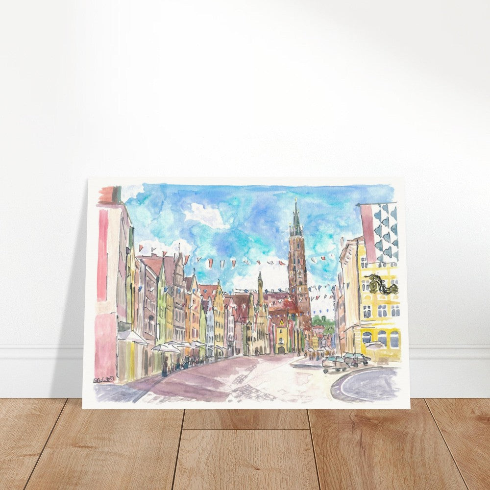Landshut's old town ready for the LaHo after years of waiting - Limited Edition Fine Art Print - Original Painting available
