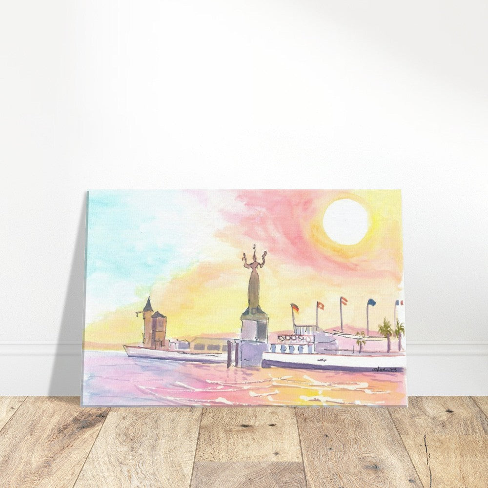 Constance Germany with Lakeview from Port with Imperia Statue - Limited Edition Fine Art Print - Original Painting available