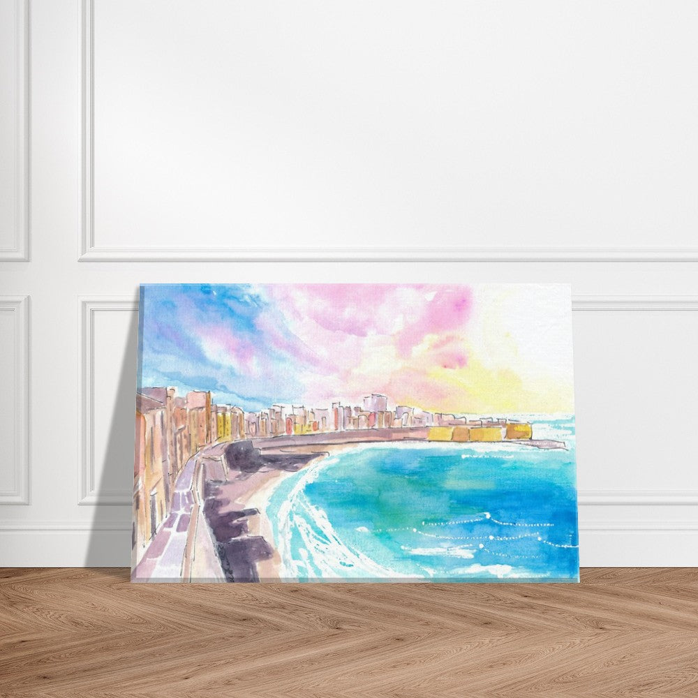 Trapani Sicily City on Rock in the Mediterranean Sea - Limited Edition Fine Art Print - Original Painting available