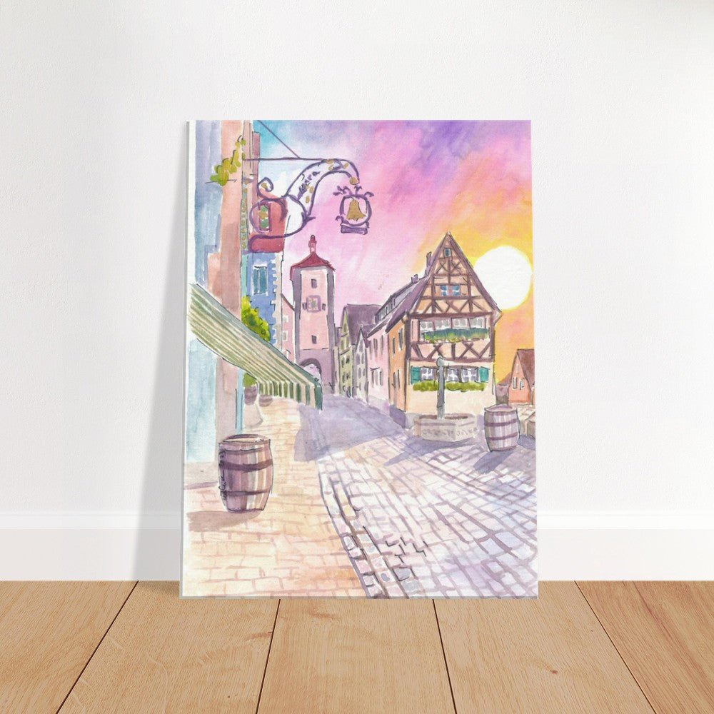 Rothenburg Tauber Famous Ploenlein Street Scene at Sunset - Limited Edition Fine Art Print - Original Painting available