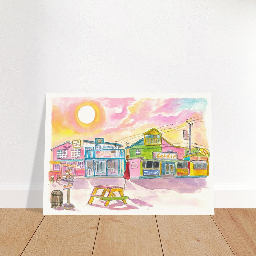 Fish Fry Houses at Sunset on Arawak Cay Nassau Bahamas - Limited Edition Fine Art Print - Original Painting available