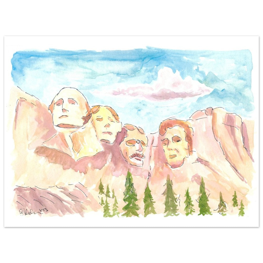 Mount Rushmore in South Dakota in Bright Sunlight - Limited Edition Fine Art Print - Original Painting available