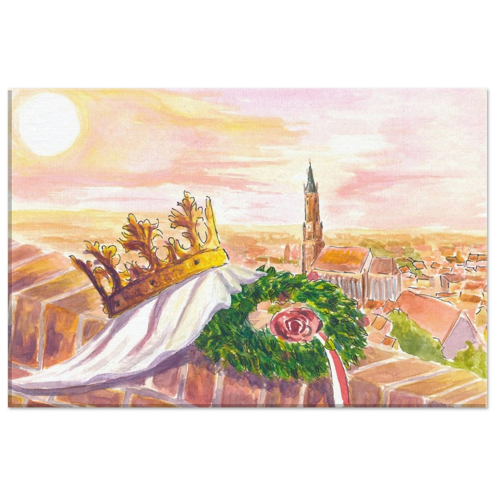 Hello and Servus Landshut with Buchskranzl and Crown of the Princess - Limited Edition Fine Art Print -