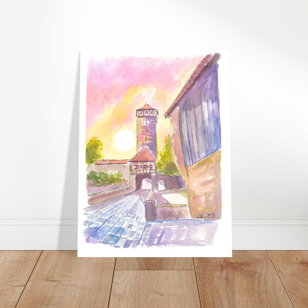Röder Gate Rothenburg ob der Tauber at Sunset - Limited Edition Fine Art Print - Original Painting available