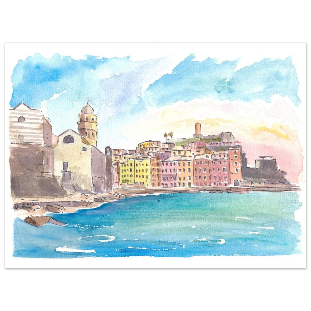 Vernazza 5 Terre View of Bay, Castle and Santa Margherita di Antiochia