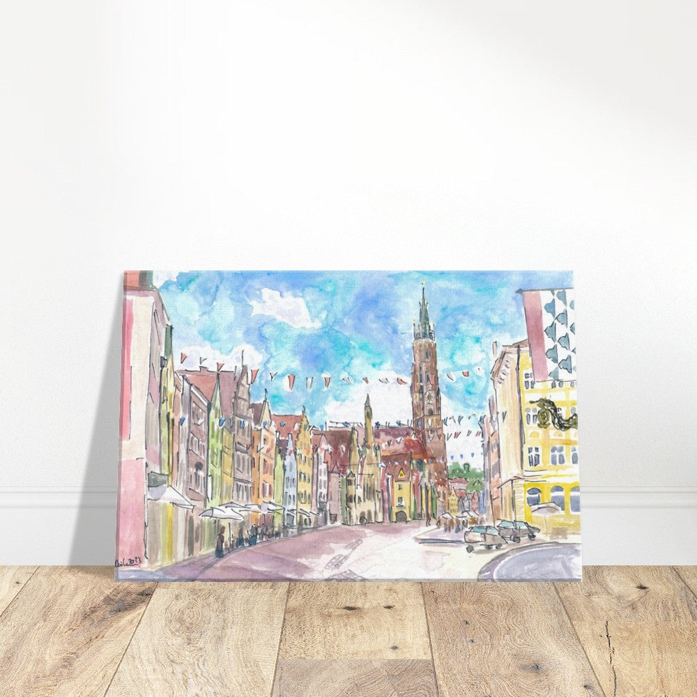 Landshut's old town ready for the LaHo after years of waiting - Limited Edition Fine Art Print - Original Painting available