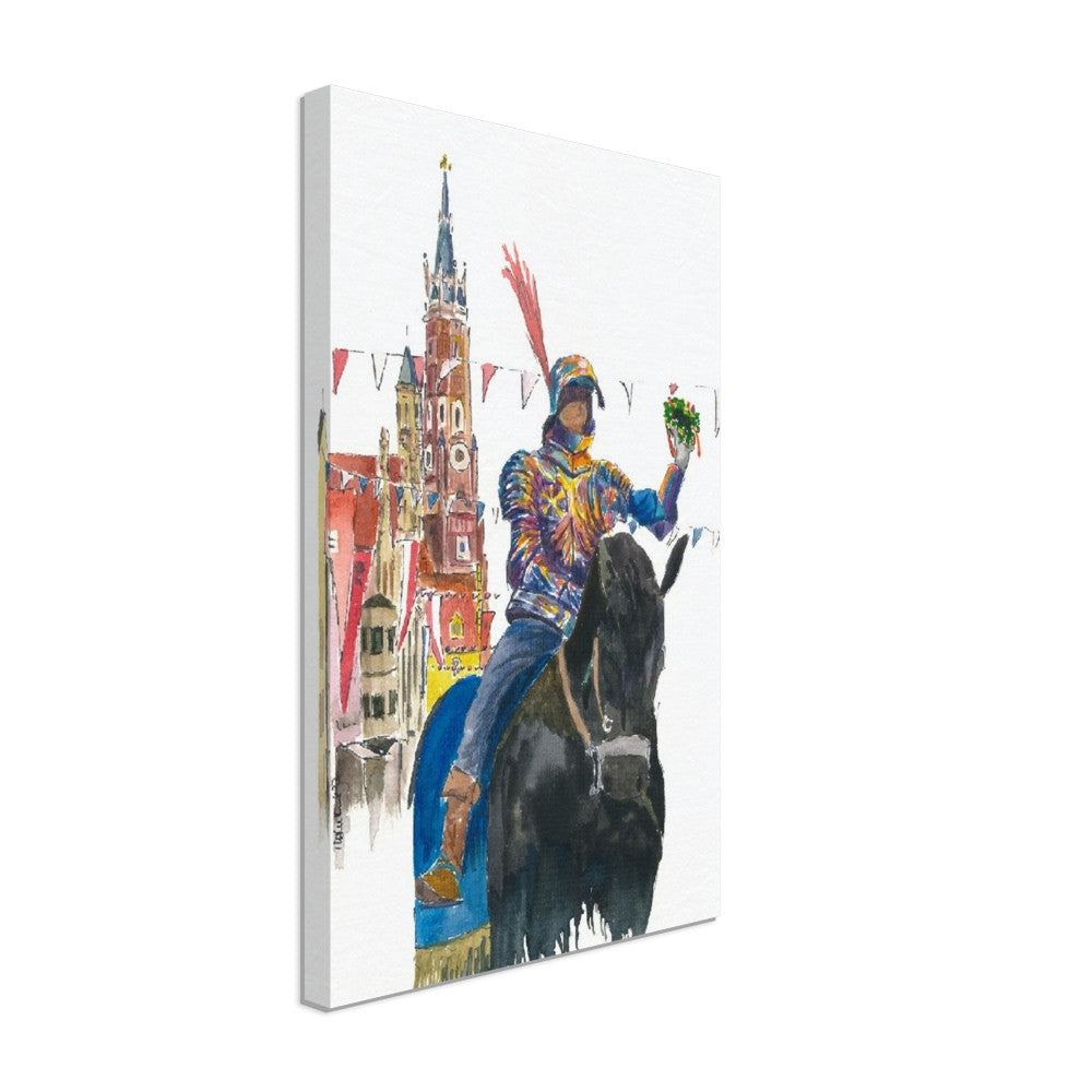 Landshut Knight in the procession in the historical dreamlike old town - Limited Edition Fine Art Print - Original Painting available