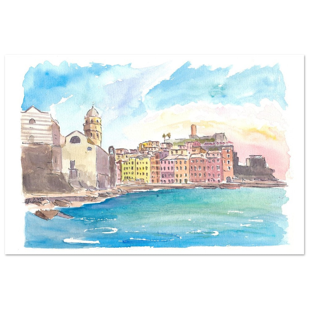 Vernazza 5 Terre View of Bay, Castle and Santa Margherita di Antiochia