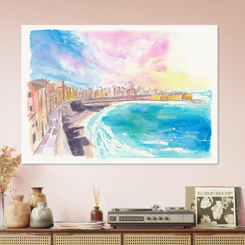 Trapani Sicily City on Rock in the Mediterranean Sea - Limited Edition Fine Art Print - Original Painting available