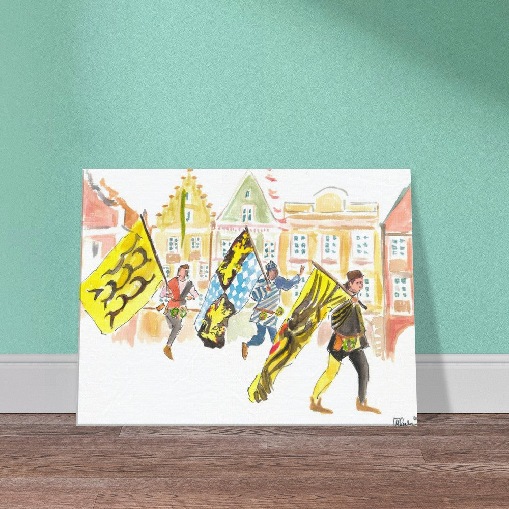 Imperial and Ducal Flag Waivers in Historic Landshut Old Town - Limited Edition Fine Art Print -