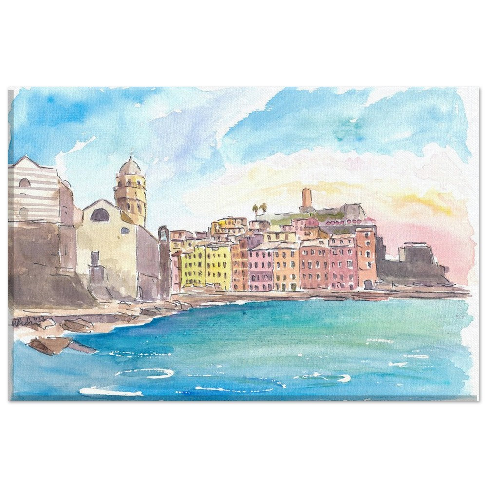Vernazza 5 Terre View of Bay, Castle and Santa Margherita di Antiochia