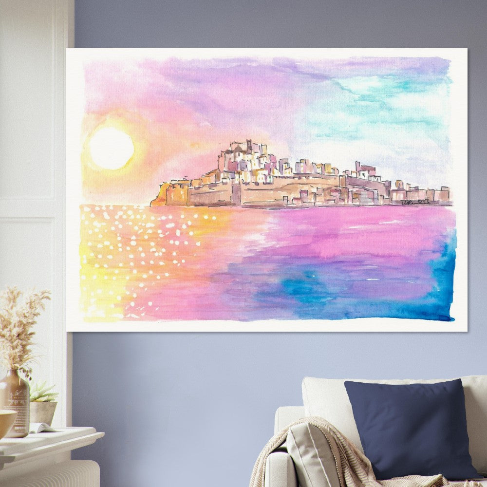Peniscola Spain Pearl of Costa del Azahar with Old Town - Limited Edition Fine Art Print - Original Painting available