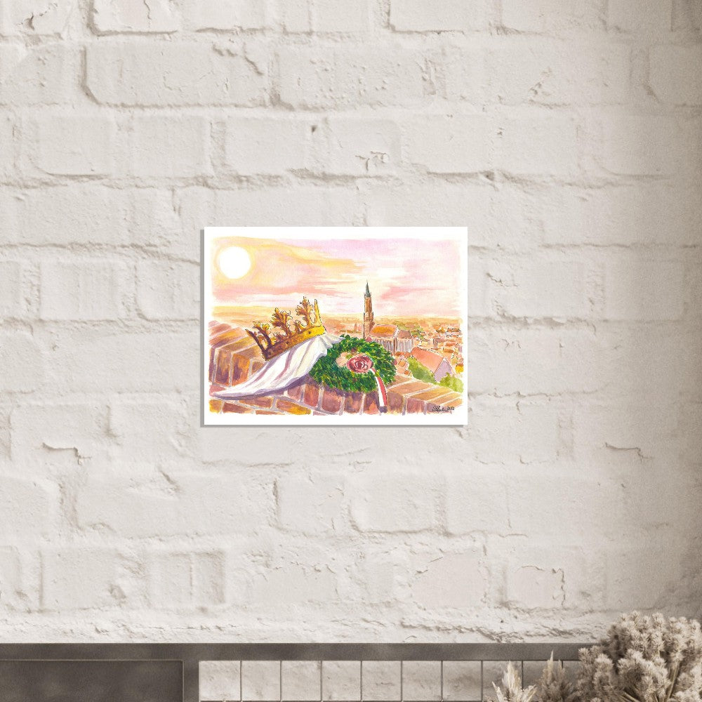 Hello and Servus Landshut with Buchskranzl and Crown of the Princess - Limited Edition Fine Art Print -