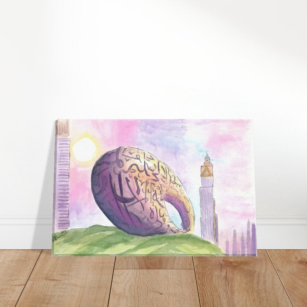 Spectacular Dubai Museum of the Future in Downtown Sunset - Limited Edition Fine Art Print - Original Painting available
