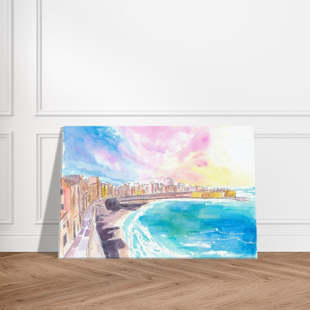 Trapani Sicily City on Rock in the Mediterranean Sea - Limited Edition Fine Art Print - Original Painting available