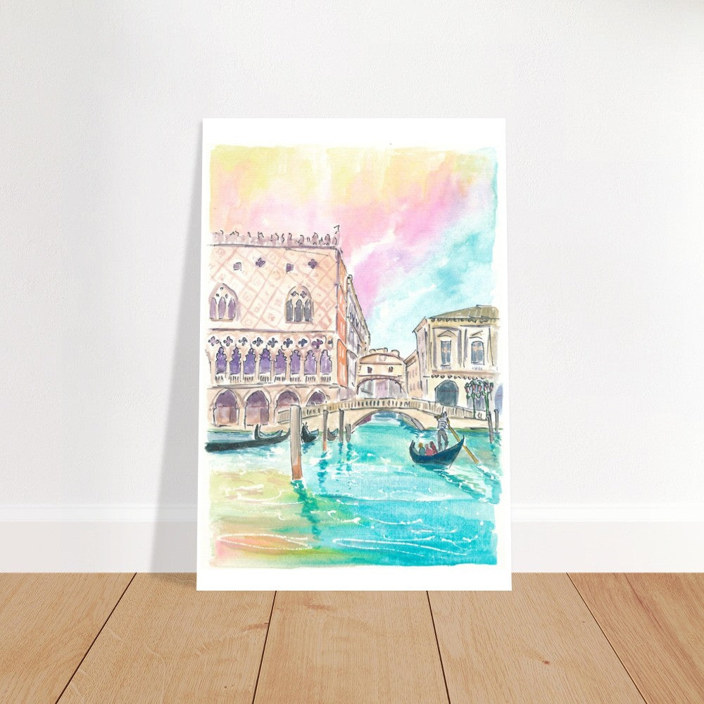 Famous Bridge of Sighs in Venice Scene from Water - Limited Edition Fine Art Print