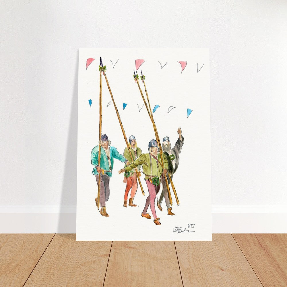 Traveling Mercenaries singing in Landshut Wedding Procession - Limited Edition Fine Art Print - Original Painting available