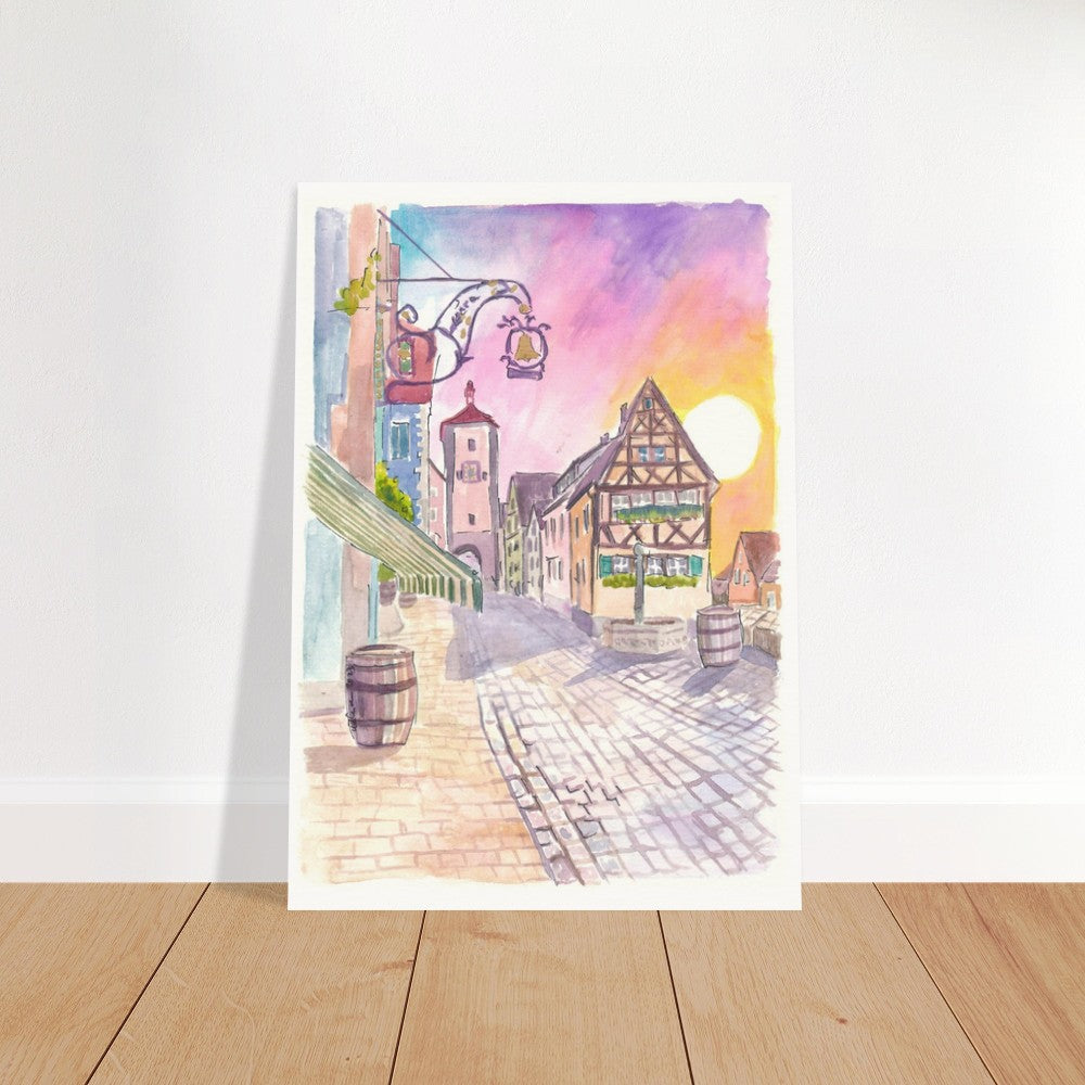 Rothenburg Tauber Famous Ploenlein Street Scene at Sunset - Limited Edition Fine Art Print - Original Painting available