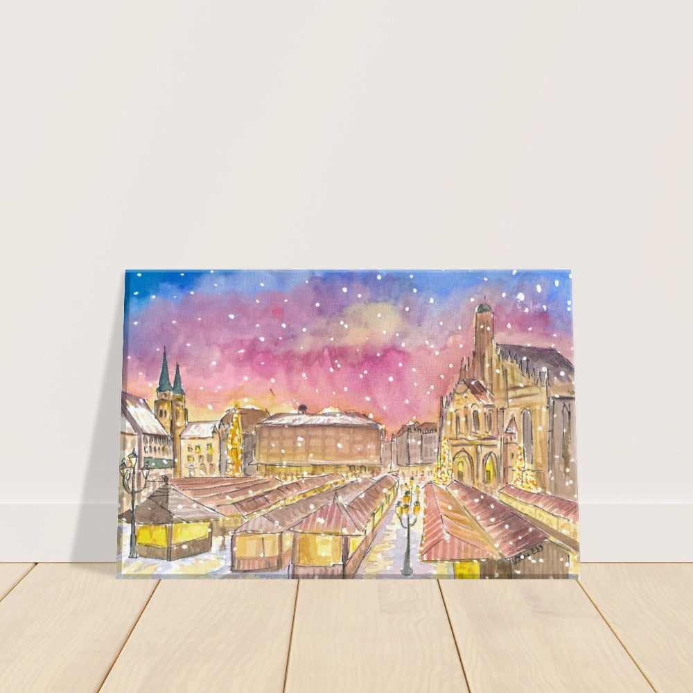 Christmas Market Nuremberg Germany Romantic Winter Night - Limited Edition Fine Art Print - Original Painting available