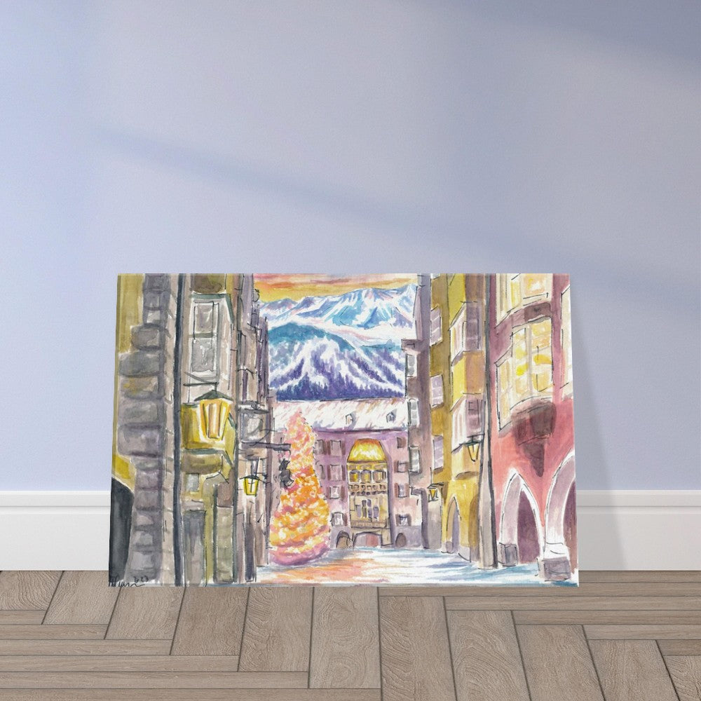 Innsbruck Winter Romance Times with Golden Roof - Limited Edition Fine Art Print - Original Painting available