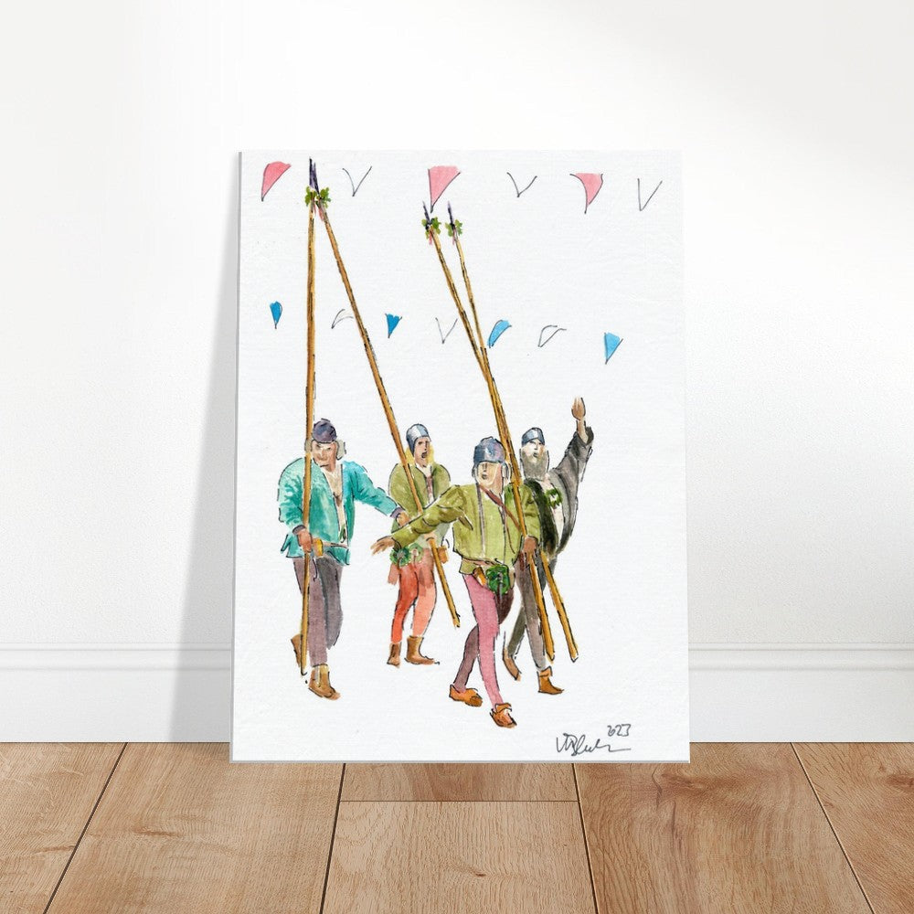 Traveling Mercenaries singing in Landshut Wedding Procession - Limited Edition Fine Art Print - Original Painting available