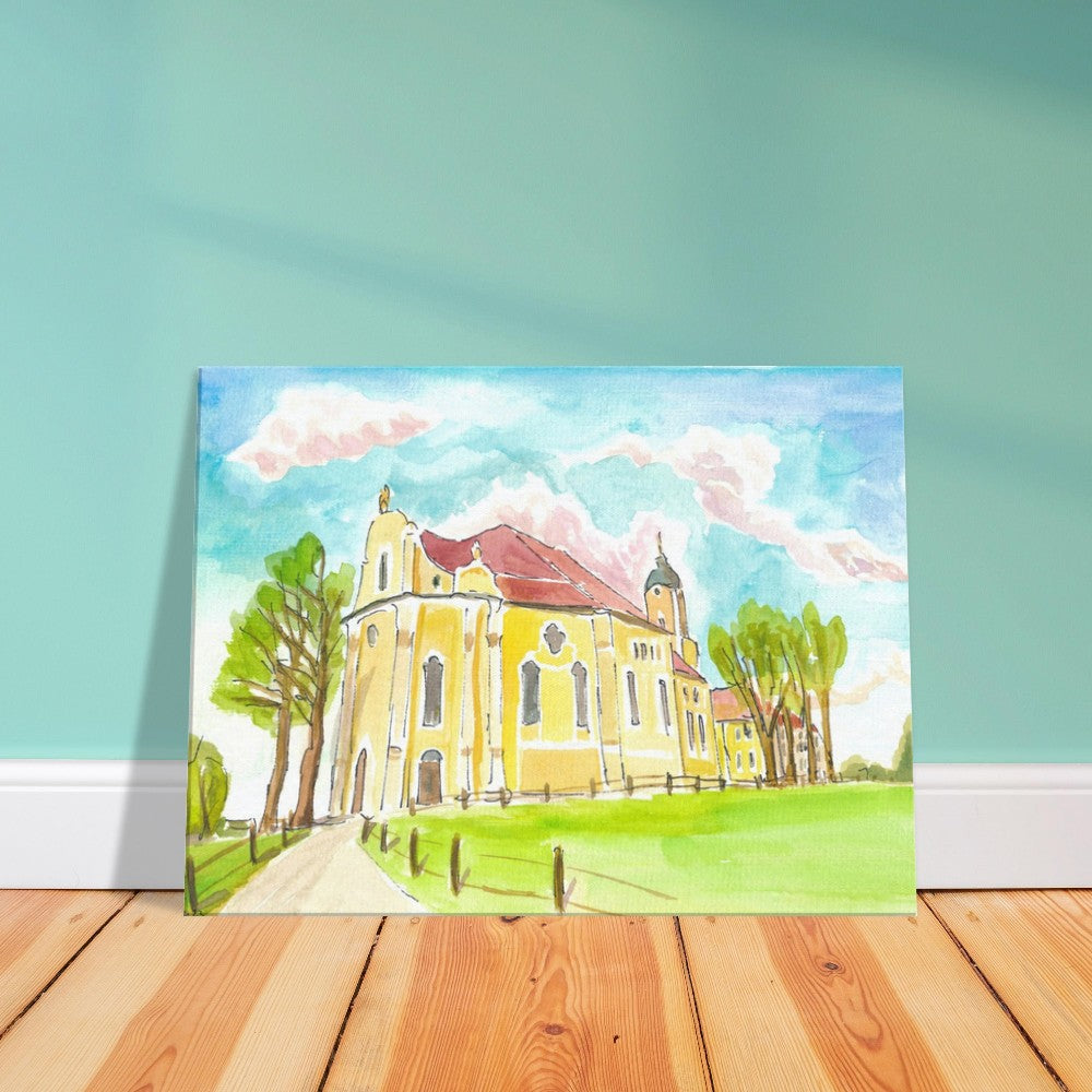 View of the famous Wieskirche and place of pilgrimage in Bavaria - Limited Edition Fine Art Print - Original Painting available