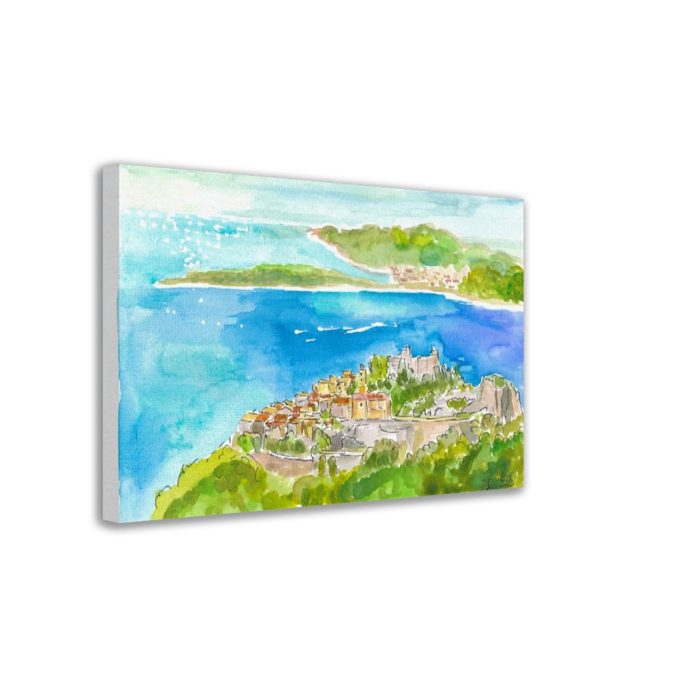 French Riviera Coast with Islands and Peninsula and Cote d'Azur Dreams - Limited Edition Fine Art Print - Original Painting available