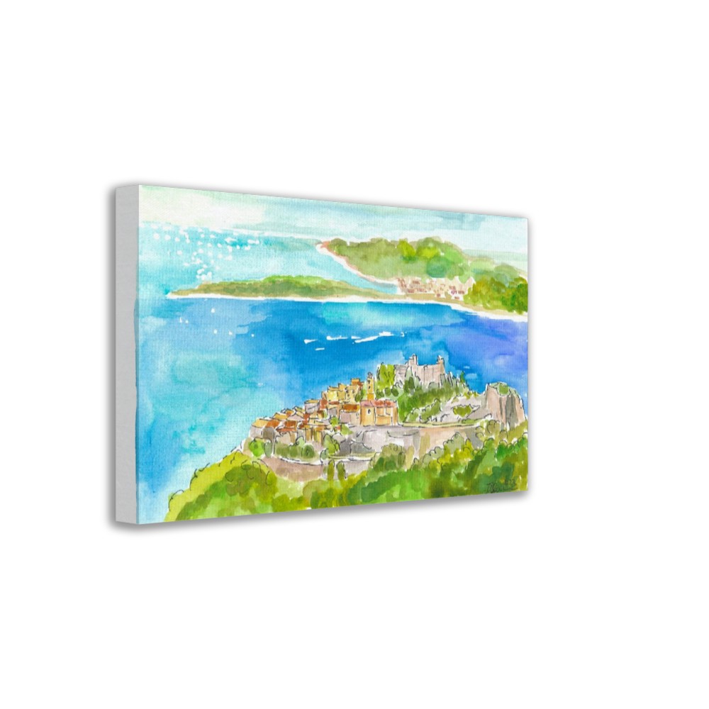French Riviera Coast with Islands and Peninsula and Cote d'Azur Dreams - Limited Edition Fine Art Print - Original Painting available