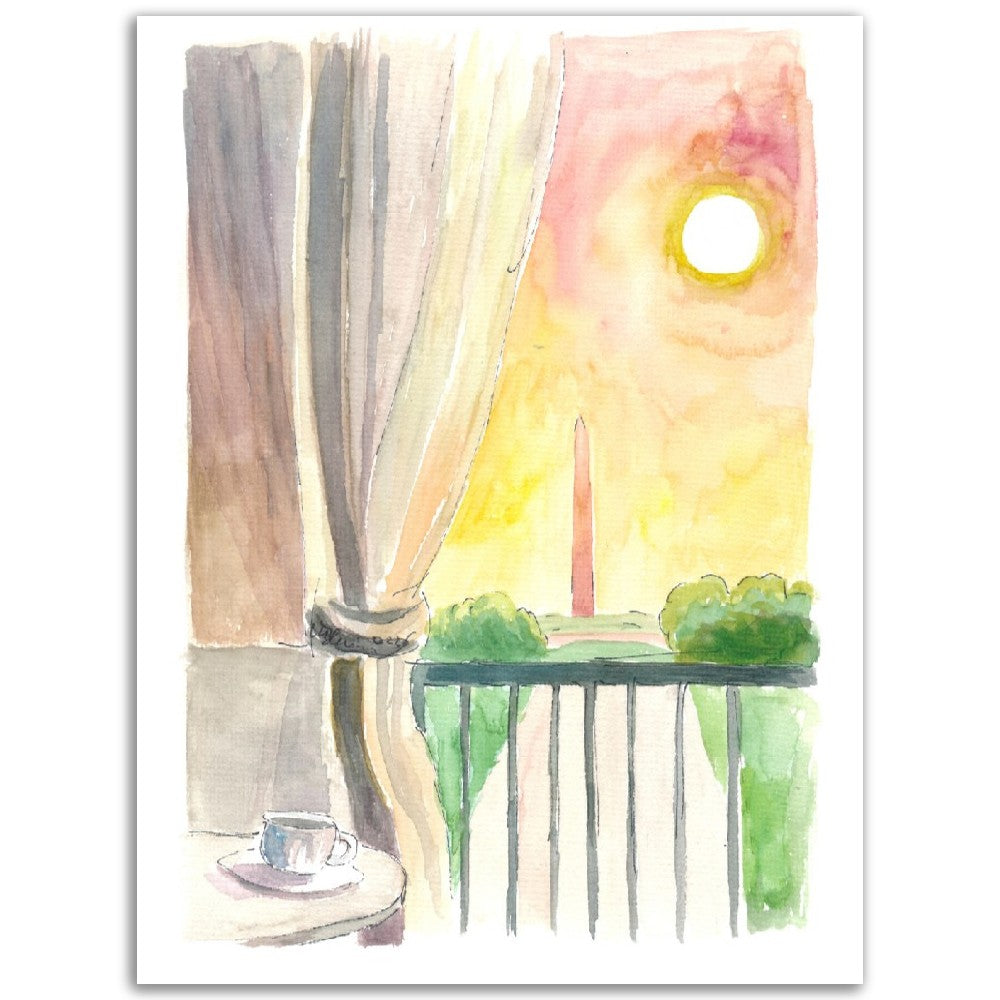 Astonishing Washington Monument View from Balcony - Limited Edition Fine Art Print - Original Painting available