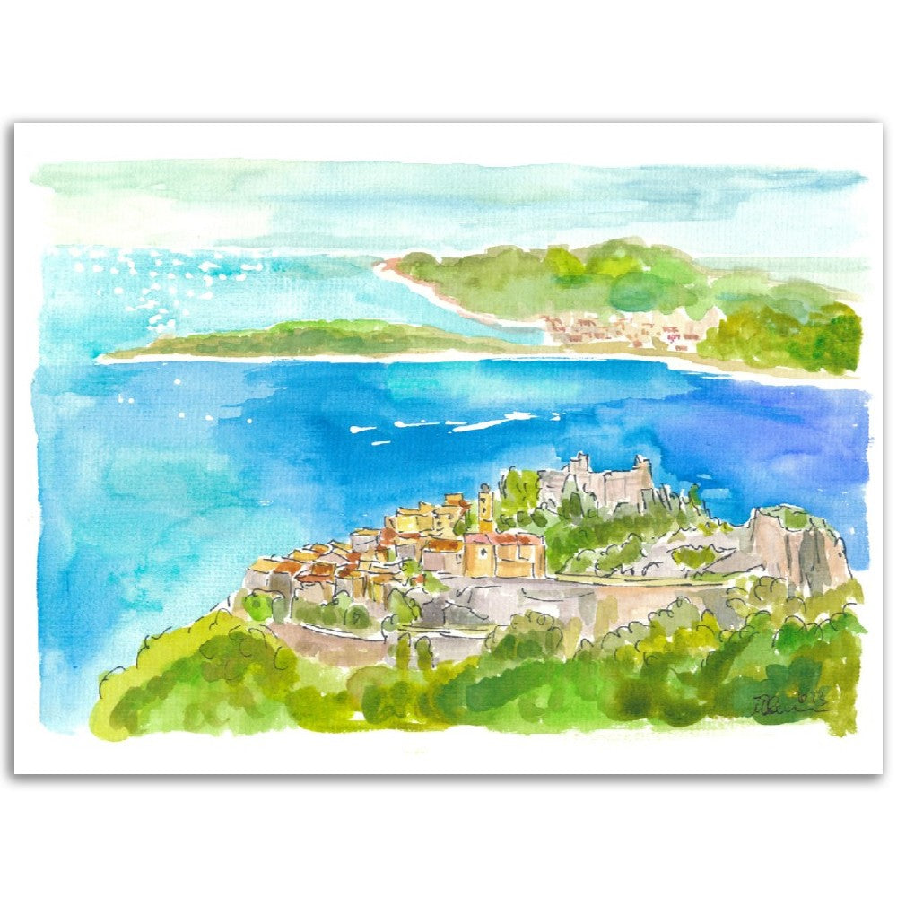French Riviera Coast with Islands and Peninsula and Cote d'Azur Dreams - Limited Edition Fine Art Print - Original Painting available