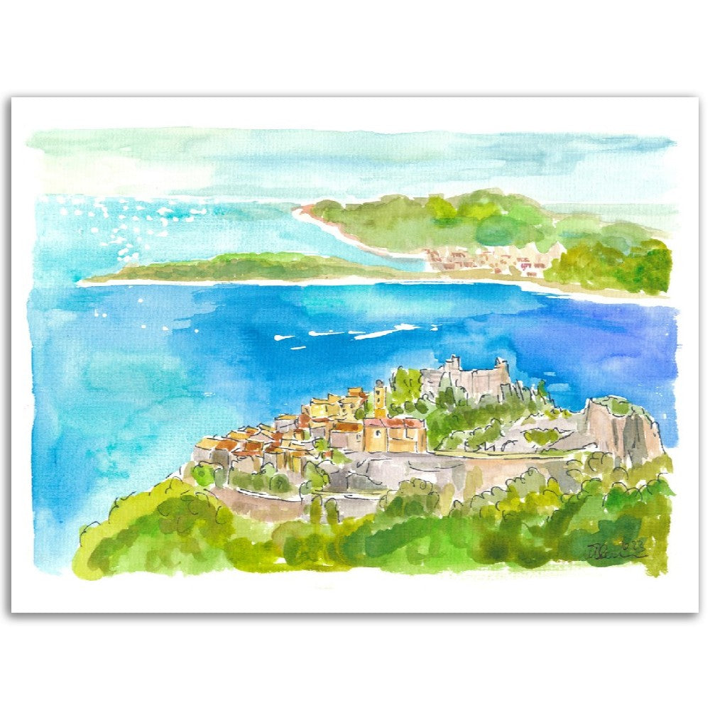 French Riviera Coast with Islands and Peninsula and Cote d'Azur Dreams - Limited Edition Fine Art Print - Original Painting available