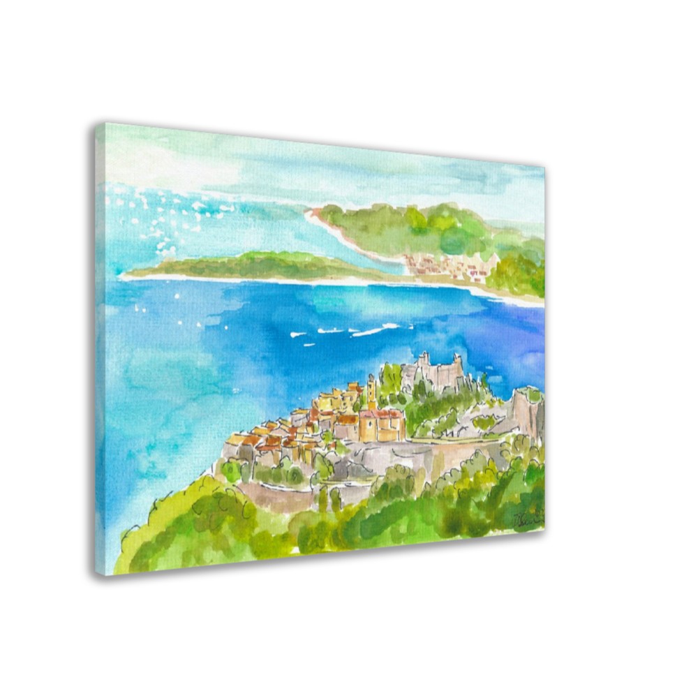 French Riviera Coast with Islands and Peninsula and Cote d'Azur Dreams - Limited Edition Fine Art Print - Original Painting available