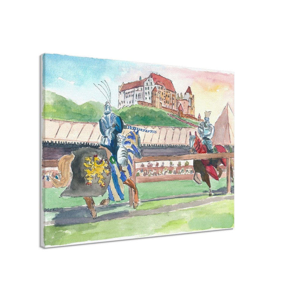 Landshut Knight Tournament in Front of Historical Scenery with Trausnitz - Limited Edition Fine Art Print - Original Painting available