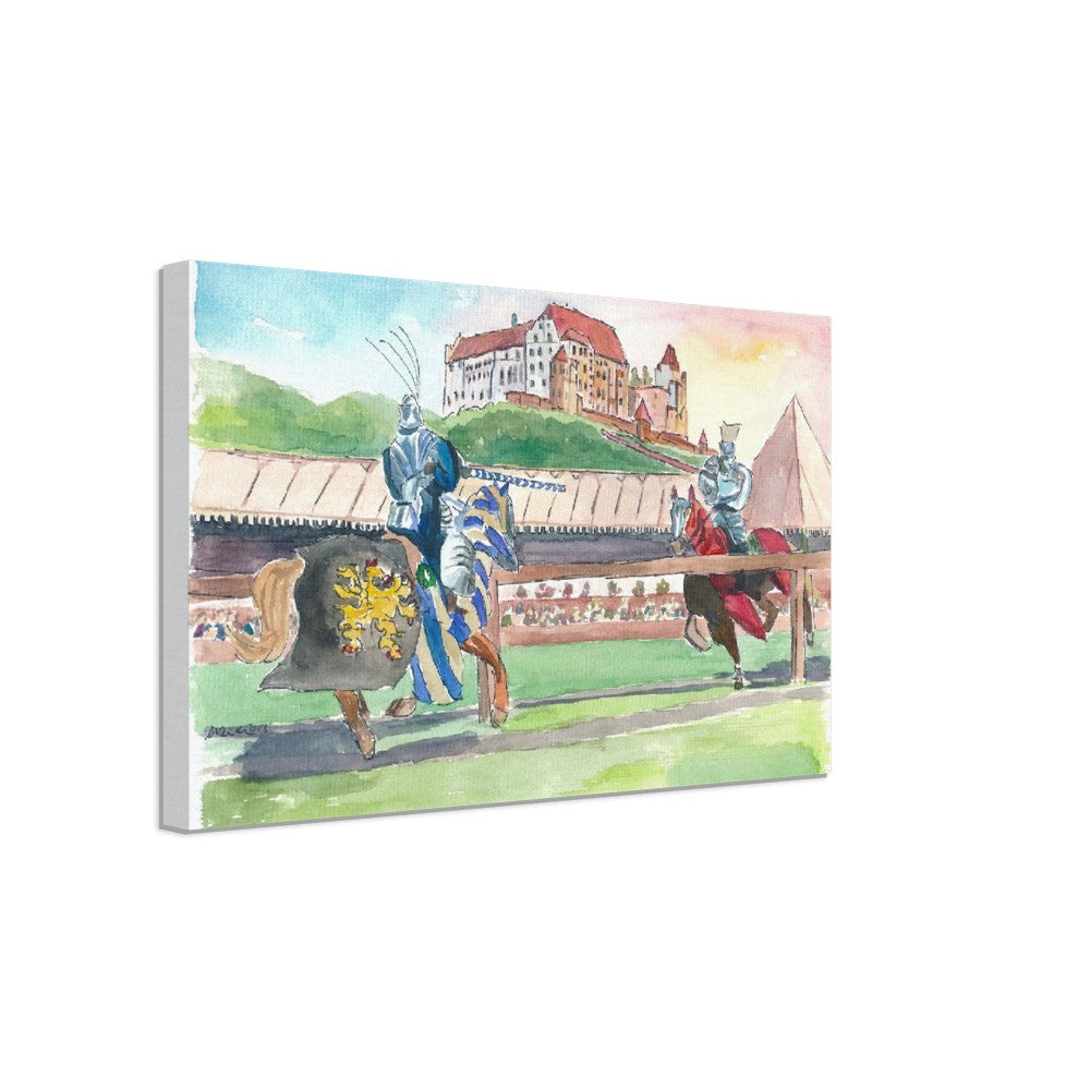 Landshut Knight Tournament in Front of Historical Scenery with Trausnitz - Limited Edition Fine Art Print - Original Painting available