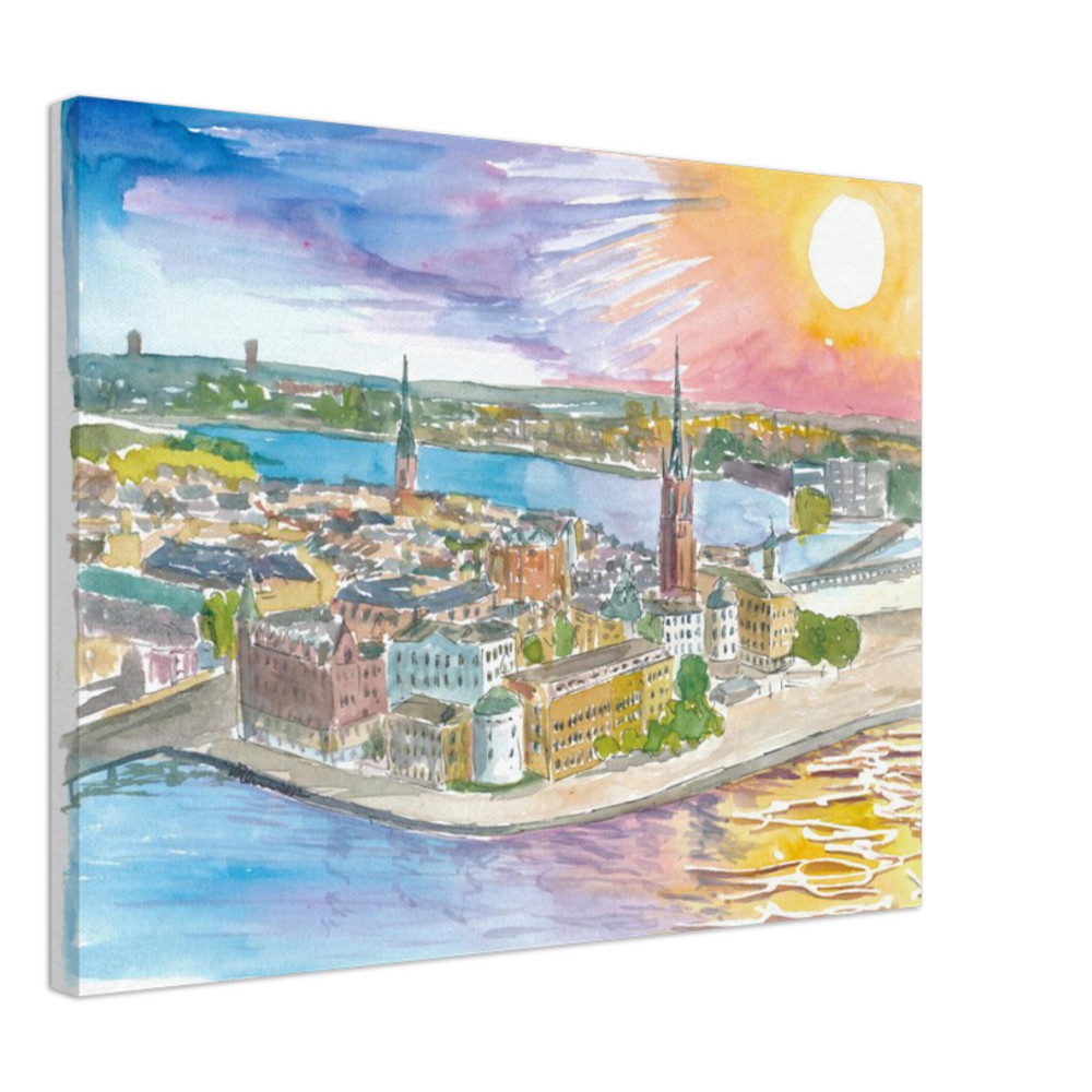 Stockholm Sweden Spectacular Sunset with Stamla Gan and Östermalm - Limited Edition Fine Art Print