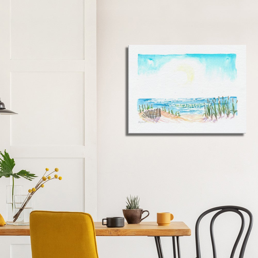 Beach Dunes with Picket Fence and Sea View - Limited Edition Fine Art Print - Original Painting available