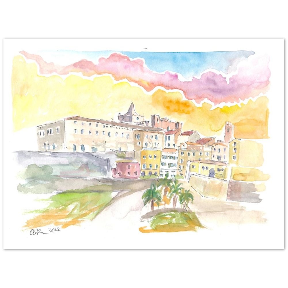 Mediterranean Mahon Menorca Cityscape at Sunset
