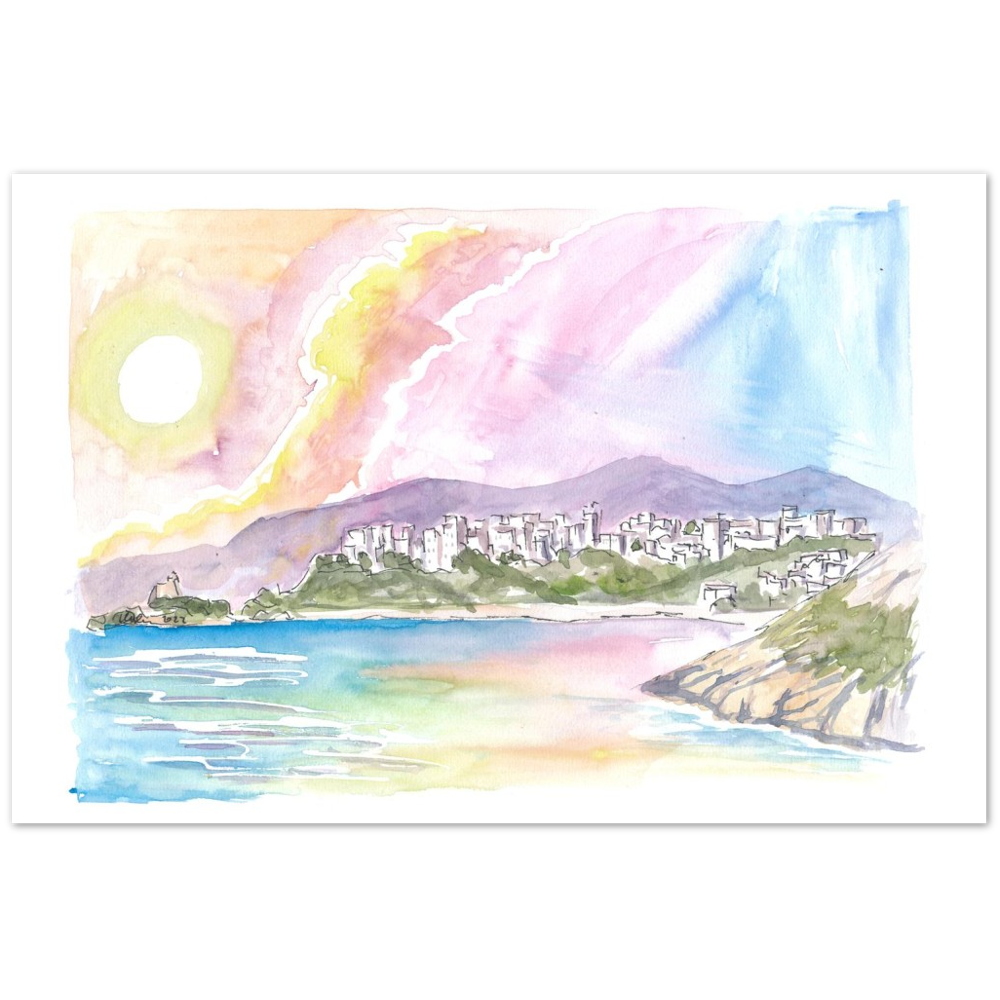Sperlonga Mediterranean Coastal Scene in Southern Italy - Limited Edition Fine Art Print - Original Painting available