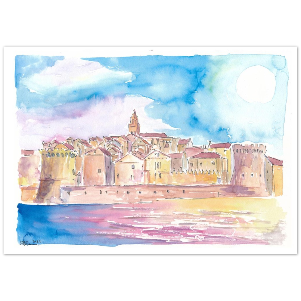 Korcula View Croatian Island in the Adriatic Sea - Limited Edition Fine Art Print - Original Painting available